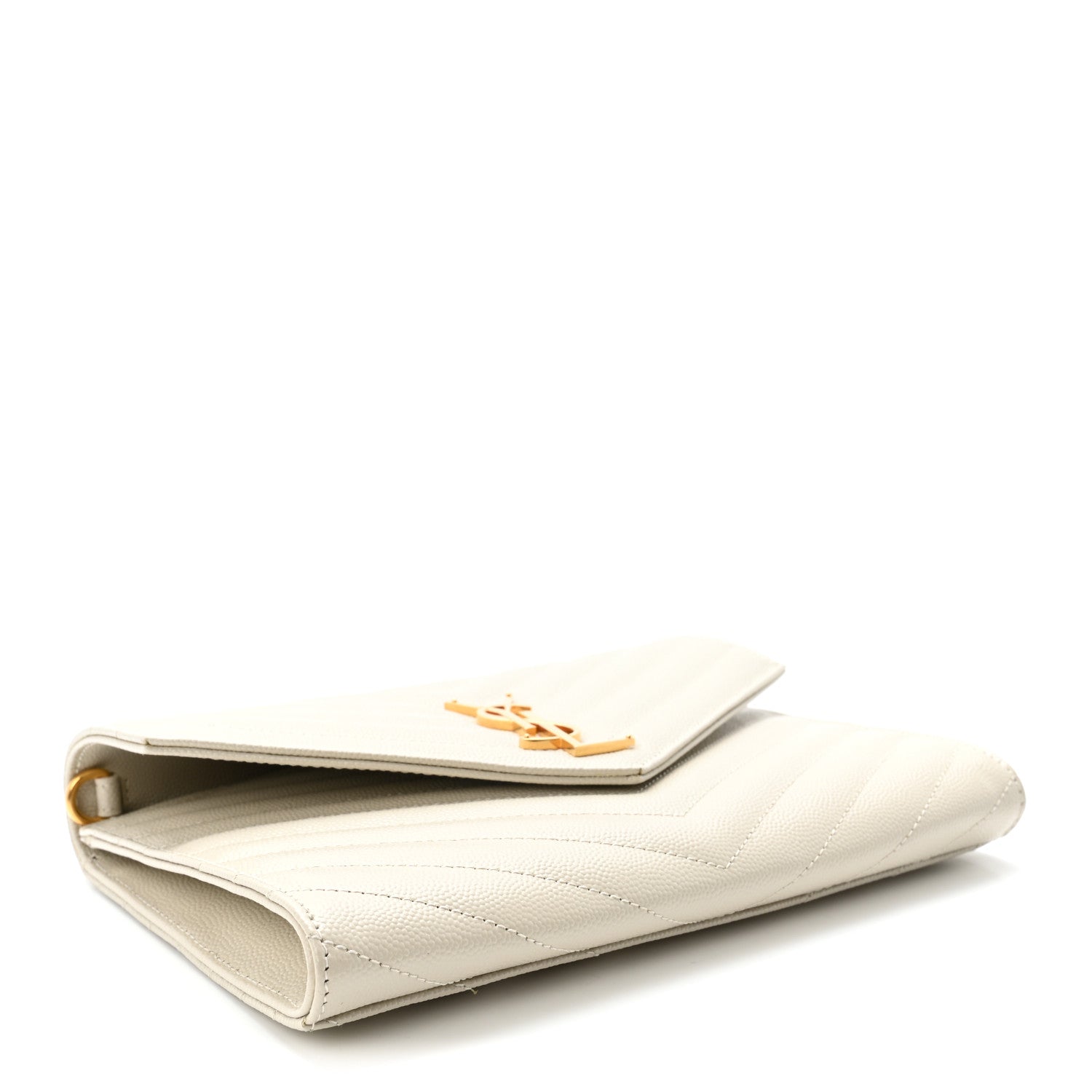 Grain De Poudre Matelasse Chevron Monogram Envelope Clutch Blanc Vintage