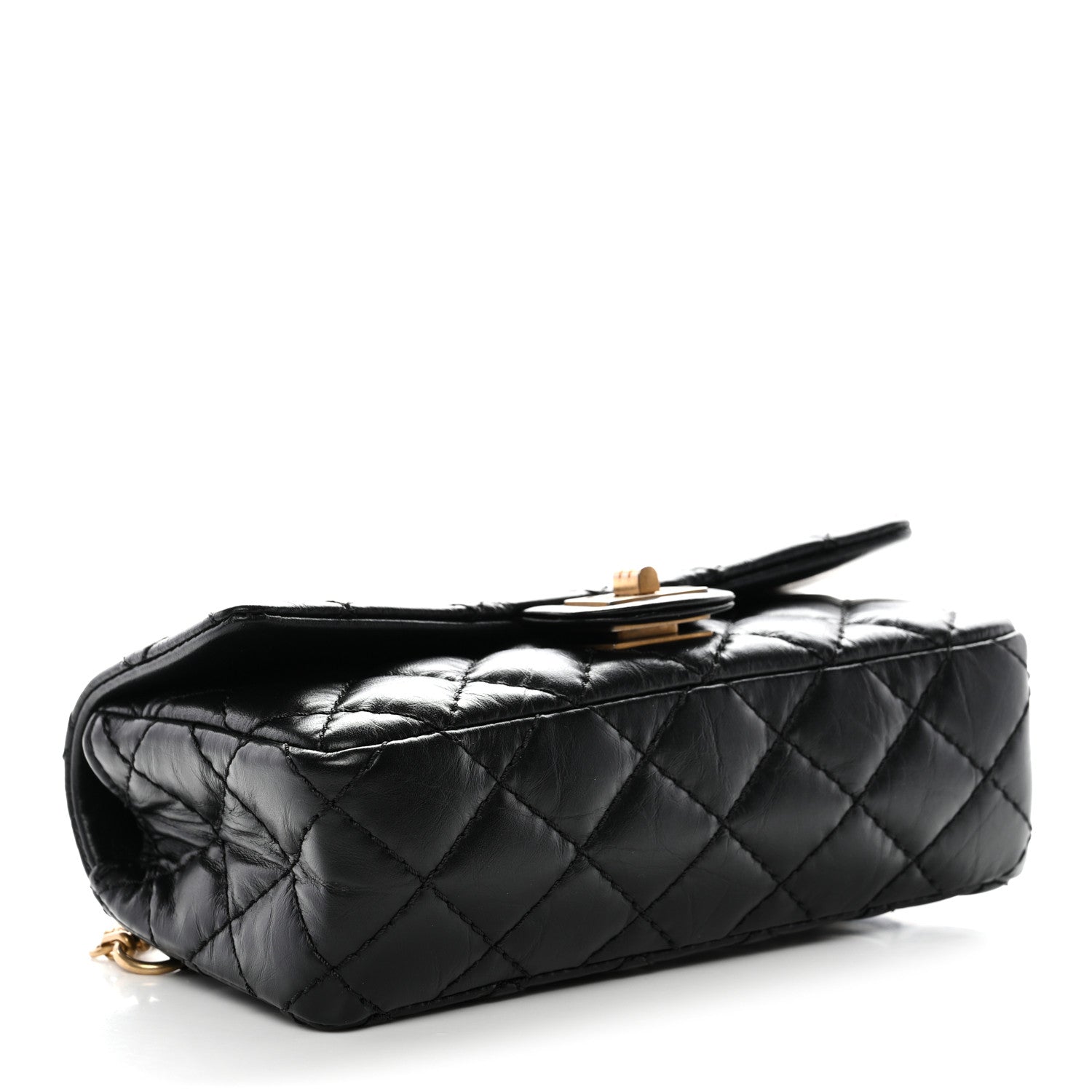 Aged Calfskin Quilted 2.55 Reissue Chain Waist Bag Black