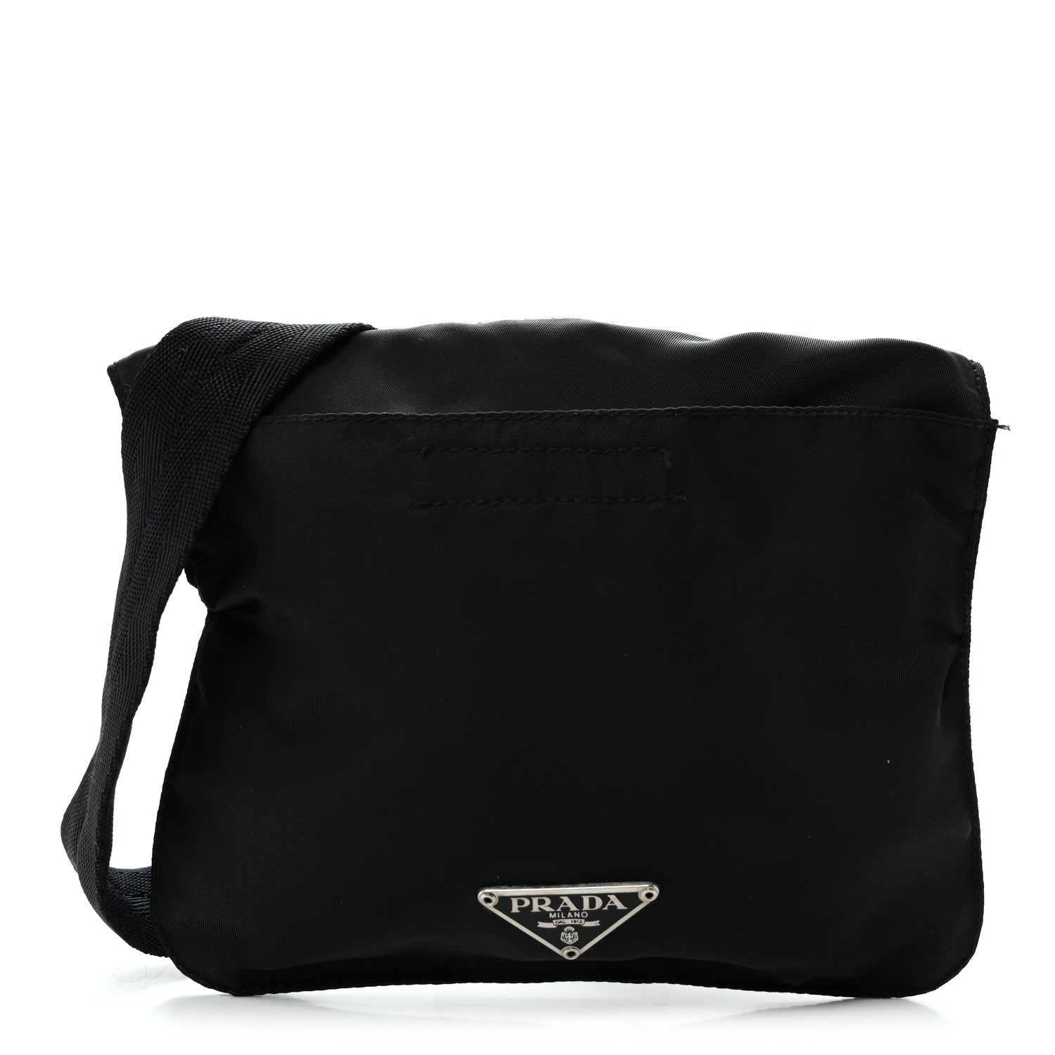 Nylon Mini Flat Messenger Bag Black