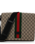GG Supreme Monogram Web Flap Messenger Bag Black