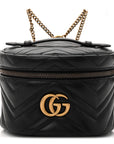 Calfskin Matelasse Chevron Mini GG Marmont Top Handle Bag Black