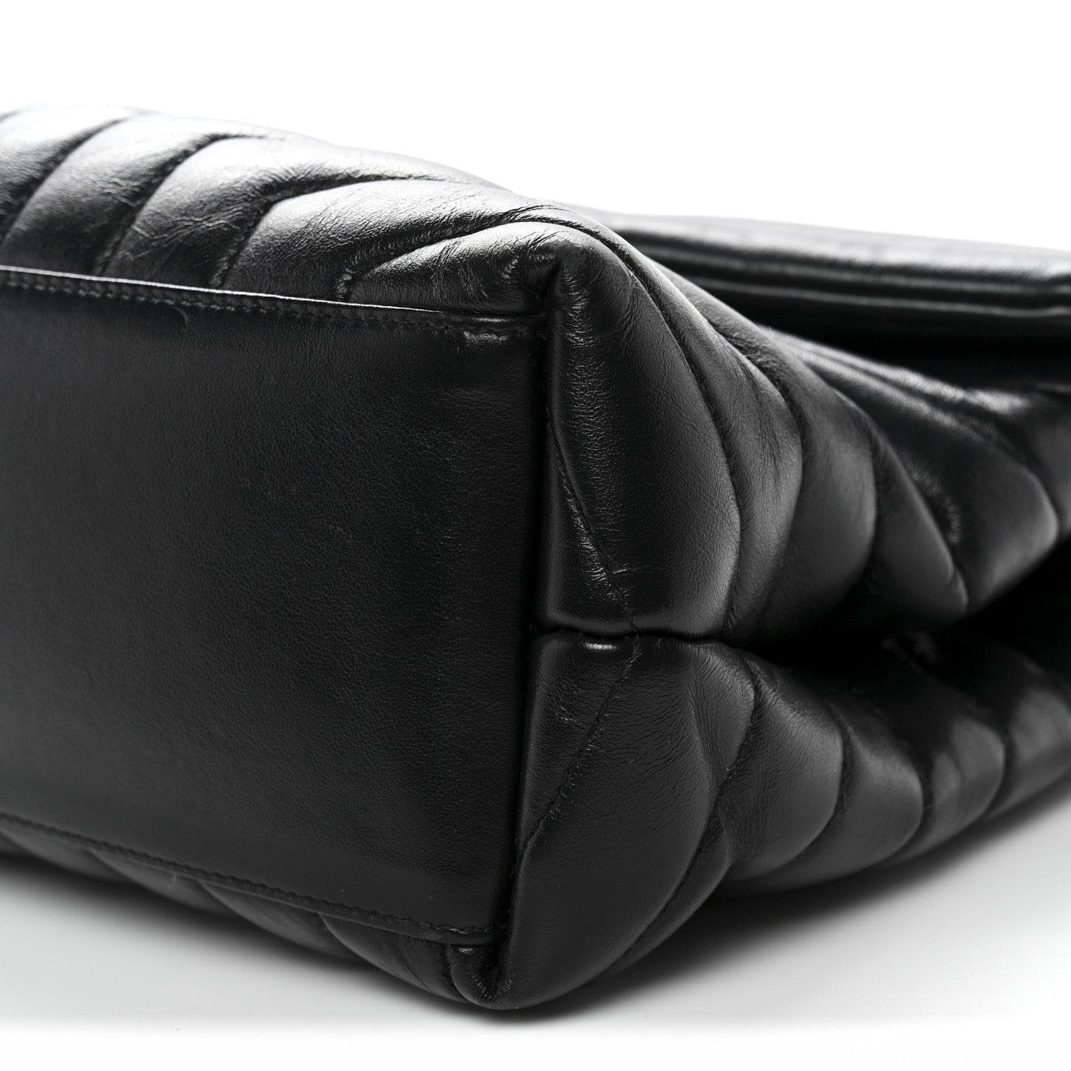 Calfskin Y Quilted Monogram Medium Loulou Chain Satchel Black