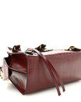 Semi Shiny Calfskin Crocodile Embossed Neo Classic Gold Hardware Mini City Dark Red