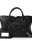 Chevre Silver Metallic Edge Hardware City Black