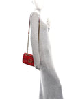 Calfskin Matelasse Mini GG Marmont Shoulder Bag Hibiscus Red