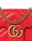 Calfskin Matelasse Super Mini GG Marmont Shoulder Bag Hibiscus Red
