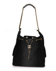 Washed Denim Quilted Medium CHNL 25 Handbag Black