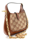 New Canvas Charisma Calfskin Crystal GG Monogram Mini Jackie 1961 Hobo Camel Ebony