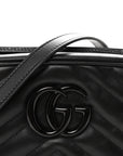 Calfskin Matelasse Monochrome Small GG Marmont Chain Shoulder Bag Black