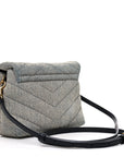 Denim Y Quilted Monogram Toy Loulou Crossbody Bag Grey