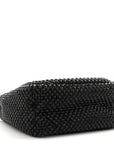 Satin Crystal Soft Padded Small Double Handled Shoulder Bag Black
