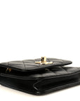 Lambskin Quilted Trendy CC Card Holder On Chain Black