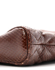 Snakeskin Matelasse Medium GG Marmont Slim Tote Brown