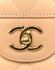 Caviar Quilted Jumbo Double Flap Beige