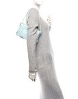 Calfskin Maxi Intrecciato Cassette Pouch On Strap Pale Blue