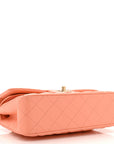 Lambskin Quilted Small Double Flap Light Orange