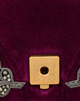 Velvet Matelasse Embroidered Mini GG Marmont Shoulder Bag Bordeaux