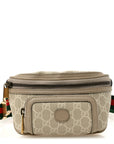 GG Supreme Monogram Textured Calfskin Web Retro Interlocking G Belt Bag Beige Mystic White Oatmeal