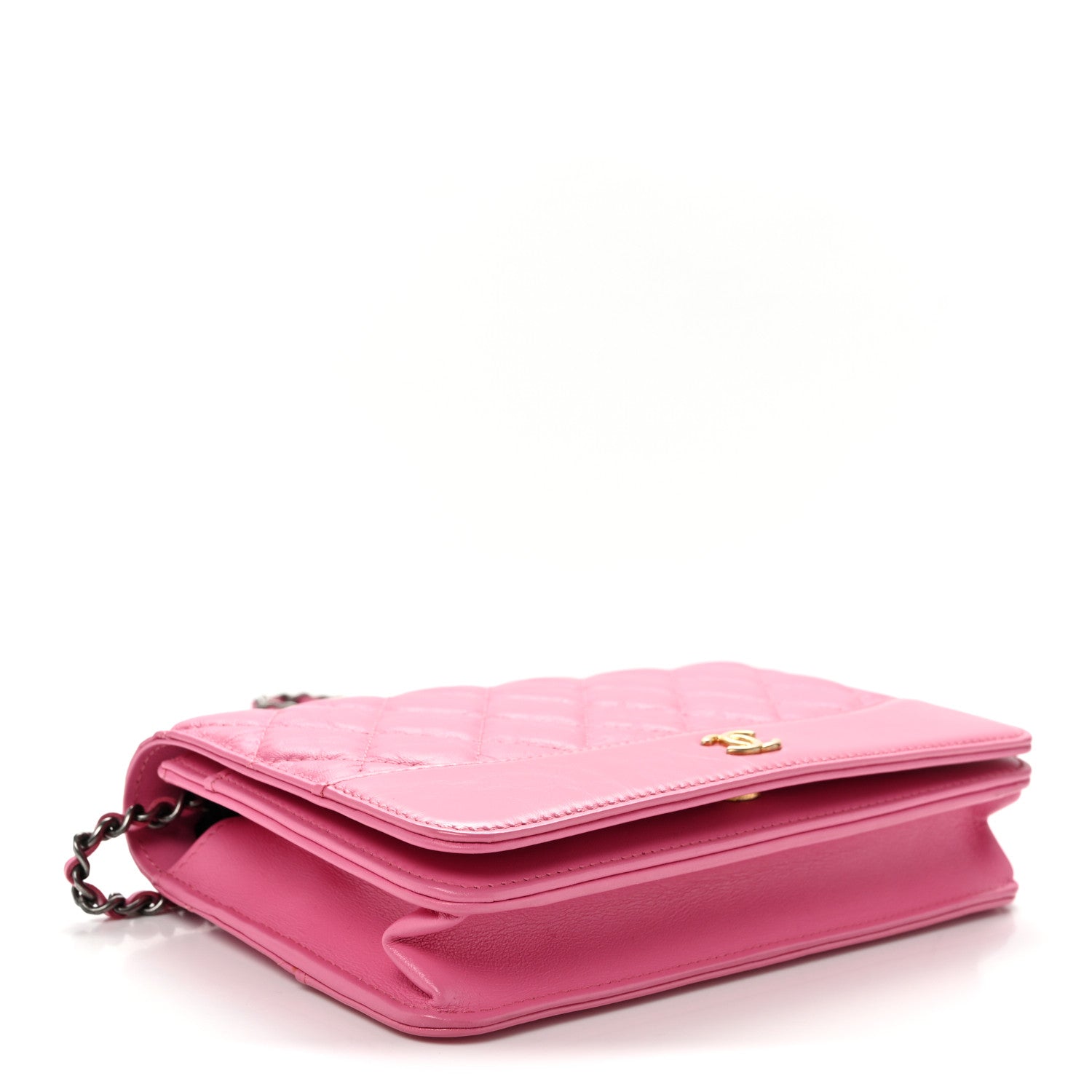 Aged Calfskin Quilted Gabrielle Wallet On Chain WOC Pink