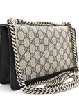 GG Supreme Monogram Textured Dollar Calfskin Small Rectangular Dionysus Shoulder Bag Beige Blue