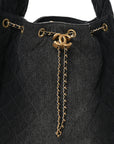 Washed Denim Quilted Medium CHNL 25 Handbag Black