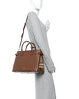 Grainy Calfskin House Check Medium Banner Tote Tan