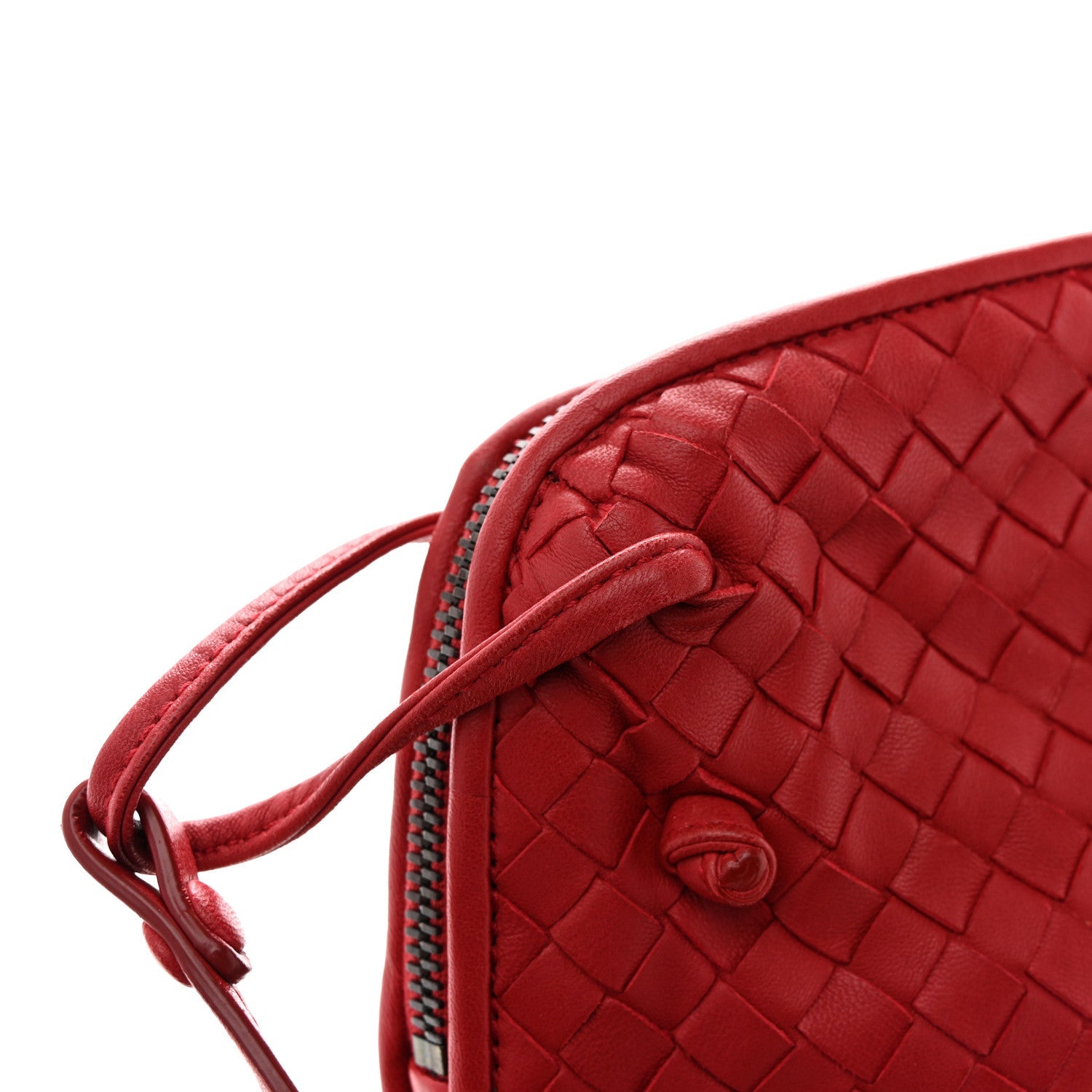 Nappa Intrecciato Nodini Crossbody Messenger Red