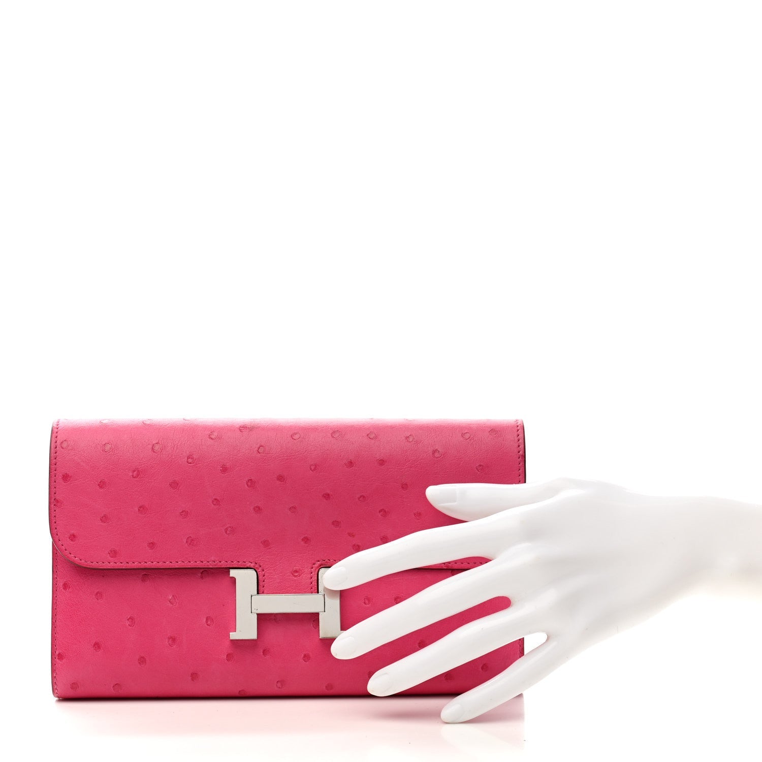 Ostrich Constance Long Wallet Rose Tyrien