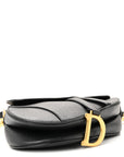 Grained Calfskin Saddle Bag With Strap Black
