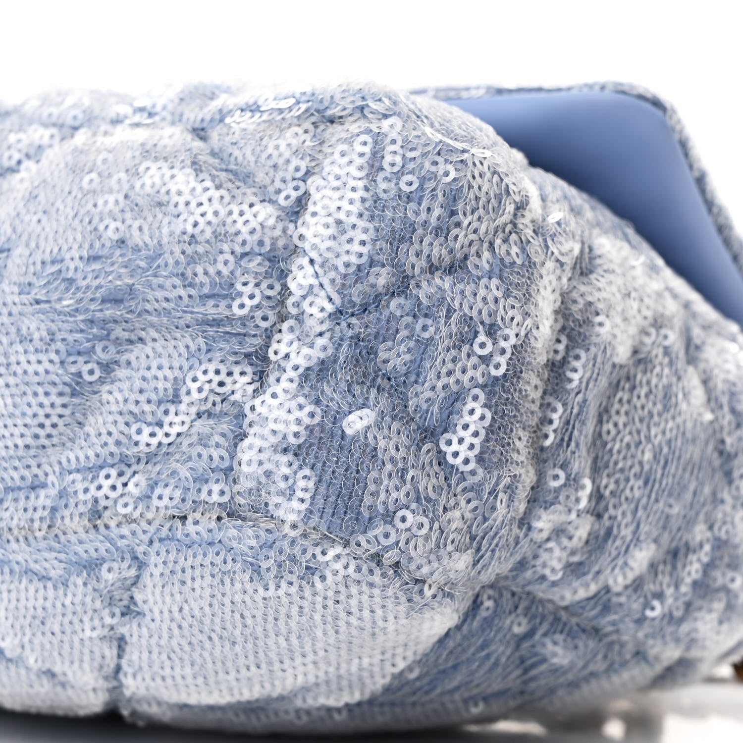 Sequin Quilted Medium CHNL 19 Flap Light Blue
