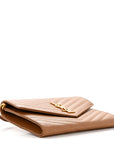 Grain De Poudre Matelasse Chevron Monogram Envelope Clutch Natural Dark