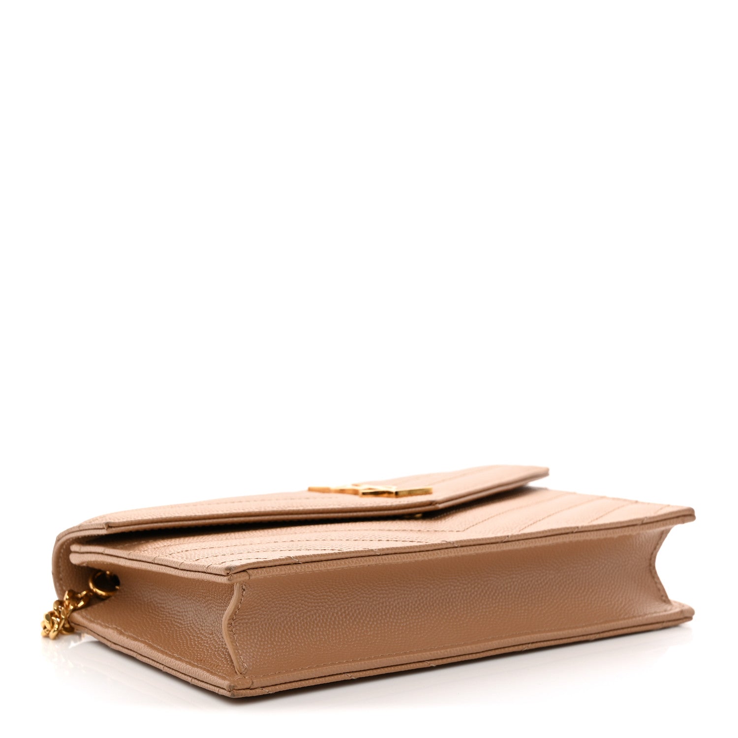 Grain De Poudre Matelasse Chevron Monogram Envelope Chain Wallet Cork