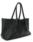Calfskin Intrecciato Pinacoteca Reversible Tote Black Fondant