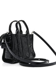 Shiny Crinkled Calfskin Mini The Tote Bag Black