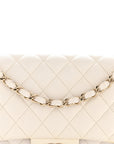Caviar Quilted Medium Double Flap White