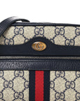 GG Supreme Monogram Textured Dollar Calfskin Web Mini Ophidia Shoulder Bag Beige Blue