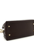 Grainy Calfskin Snakeskin Small Milton Satchel  Brown Natural