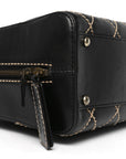 Calfskin Wild Stitch Top Handle Bag Black