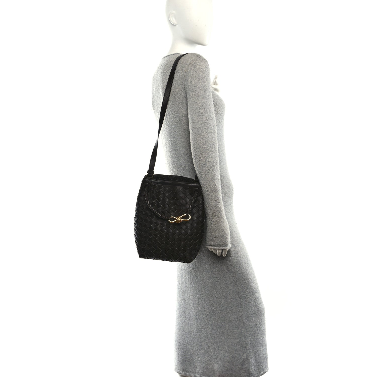 Nappa Intrecciato Small Andiamo Bucket Bag Fondant
