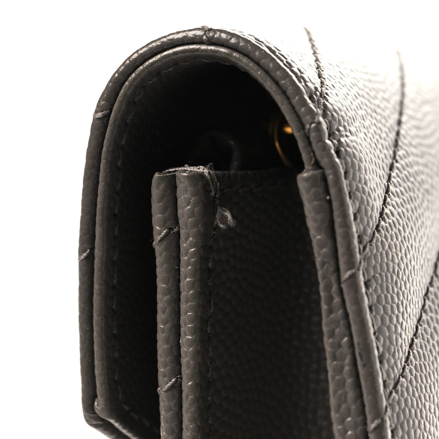 Grain De Poudre Matelasse Chevron Monogram Envelope Chain Wallet Fog