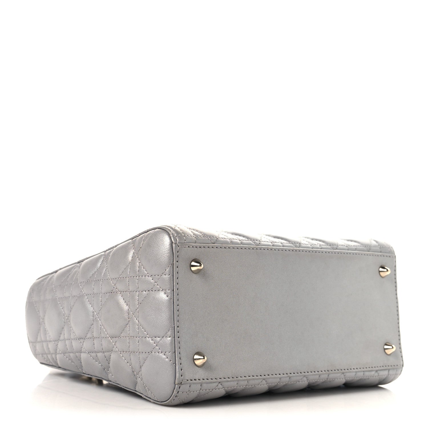 Pearly Lambskin Cannage Medium Lady D1OR Grey