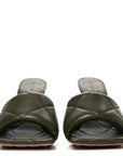 Nappa Quilted Rubber Lido Mule Sandals 39 Khaki