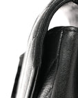 Sheepskin Matelasse Chevron Monogram Monochrome Medium College Bag Black