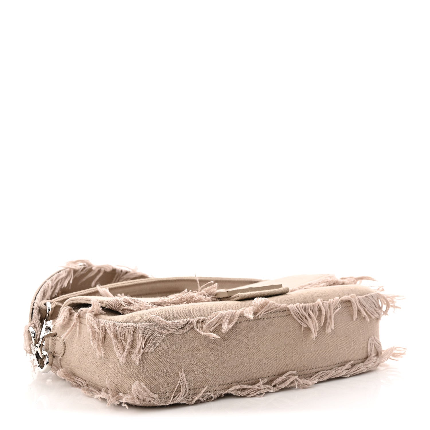Nylon Fabric Jacquard FF Fringed Baguette Cuoio Pietra