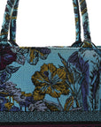 Canvas Embroidered Large Toile de Jouy Voyage Book Tote Celestial Blue