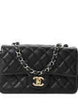 Lambskin Quilted Mini Rectangular Flap Black