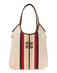 Canvas Calfskin Striped Ivy Beige Naturale Moro
