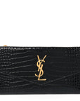 Calfskin Crocodile Embossed Monogram Uptown Wallet Black