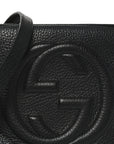 Pebbled Calfskin Small Soho Disco Bag Black