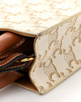 Triomphe Canvas Calfskin Mini Vertical Cabas White